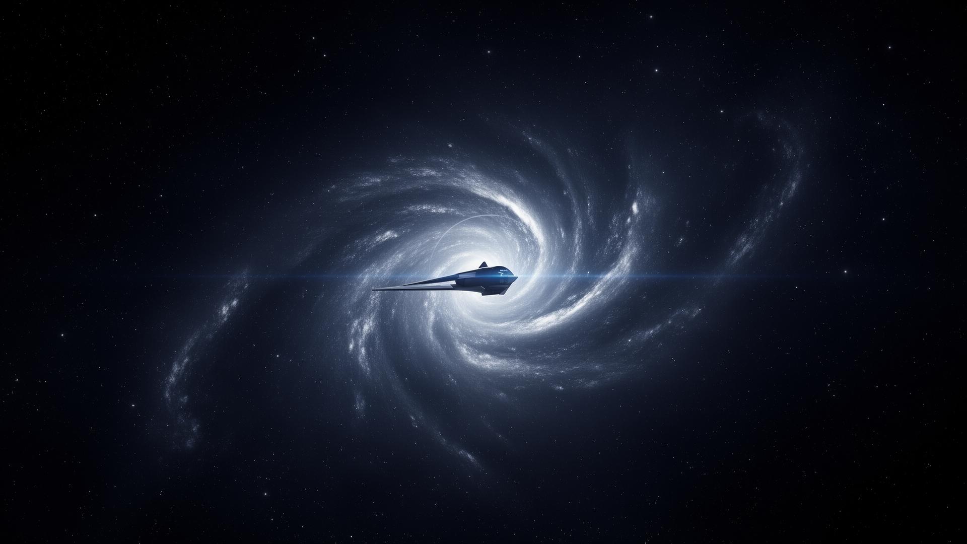 A probe drifting through a distant spiral galaxy